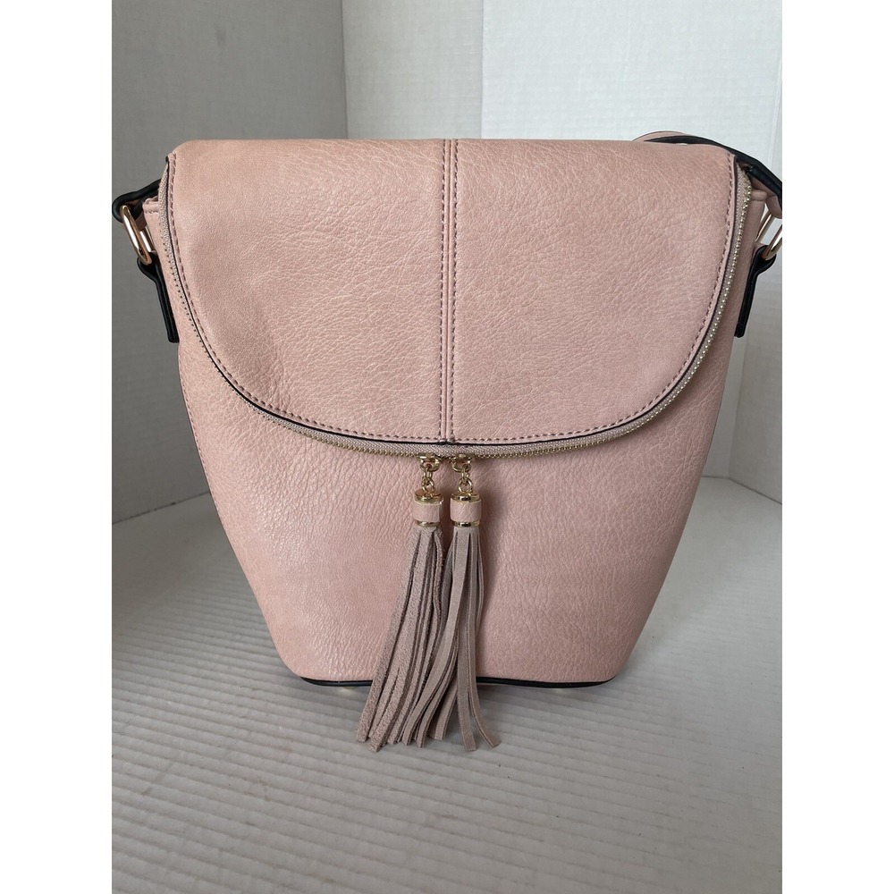 Isabelle Small Flap Top Crossbody Bag with Tassel Accent Pink